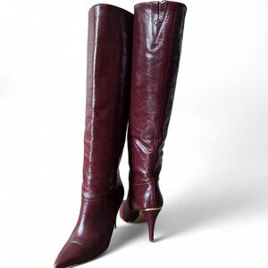 Michael Kors Red Burgundy leather tall knee-high boots Size 8